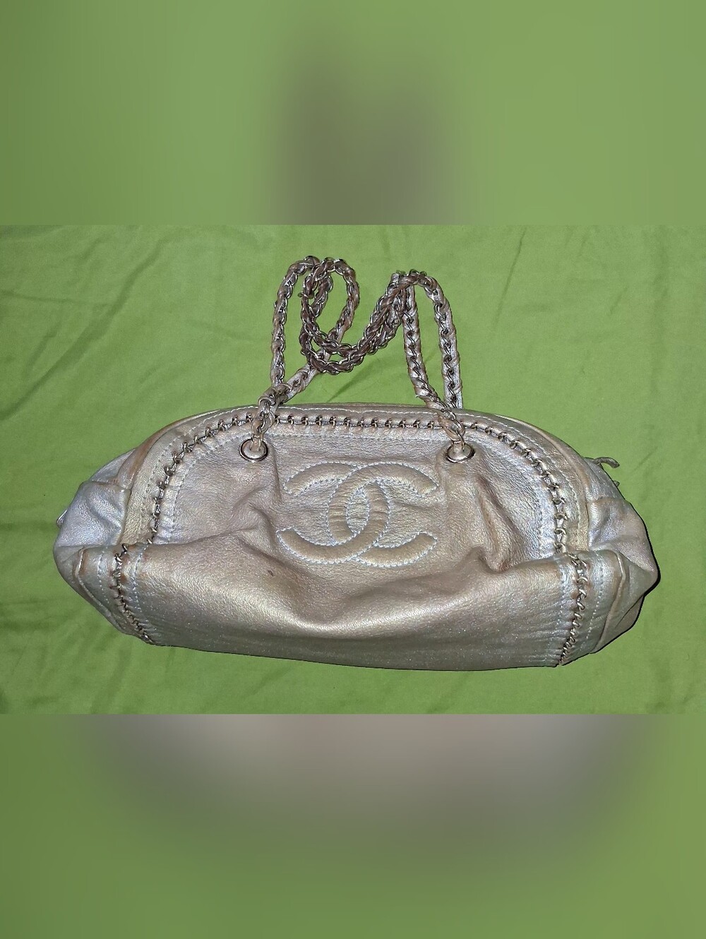 Chanel Metallic Gold Quilted Leather Shoulder Bag